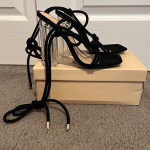 Black Suede Tie Up Sandal